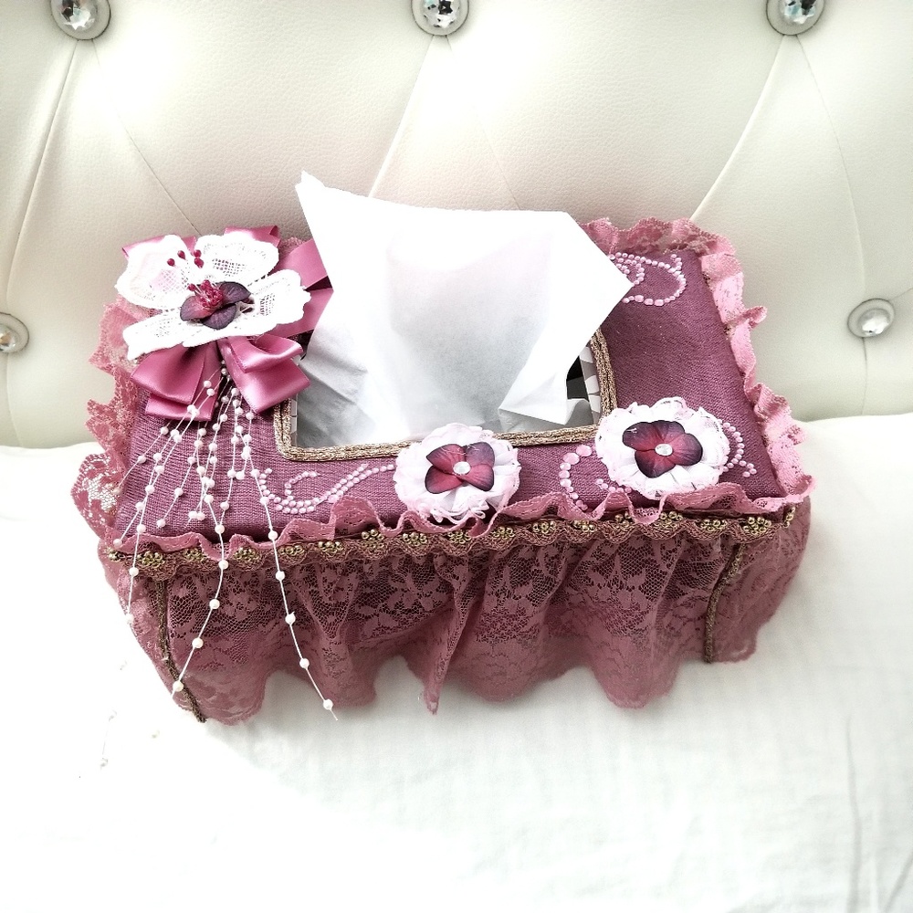 Shabby Chic Style tissue cover box.Pink